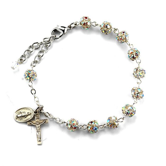 Sterling Silver Rosary Bracelet - 6mm Beads