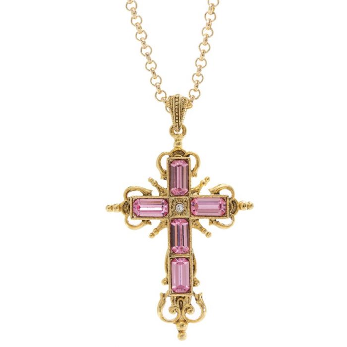 Pink cross pendant on sale
