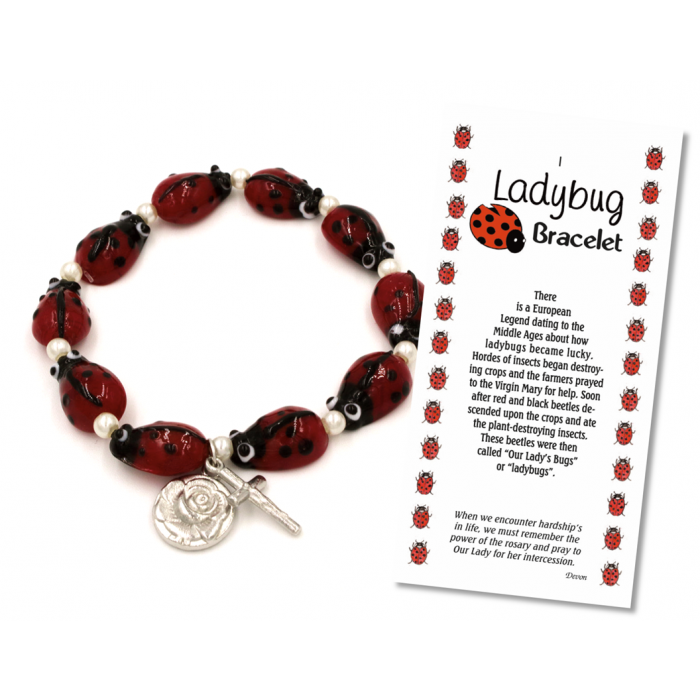 646 Ladybug Rosary Bracelet with Story Card