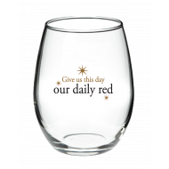 444 Our Daily Red Stemless Wine Glass