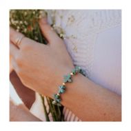 Howlite Cross Bracelet - Turquoise/Gold