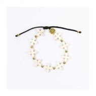 Howlite Cross Bracelet - Ivory/Gold