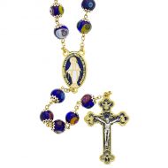 845 Murano Glass Blue Gold Rosary