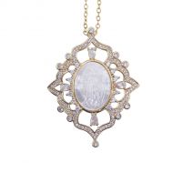 Our Lady of Guadalupe Mop Clear Crytal Necklace