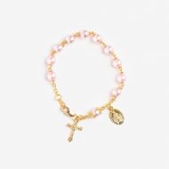 524 Rose Glass Pearl Rosary Bracelet