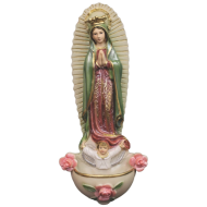 Our Lady of Guadalupe with Roses Holy Water Font