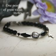 Freshwater Pearl Black Crystal Bracelet