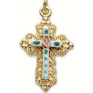 Cloisonne Gold Over Sterling Cross Necklace