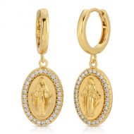 Our Lady of Grace Earrings Circled in Crystal