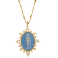 Our Lady of Lourdes French Blue Crystal Necklace
