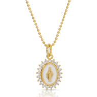Our Lady of Lourdes White w/Crystal Necklace