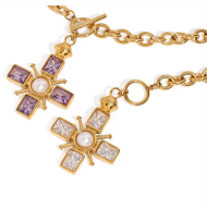 Square Crystal Cross Necklace
