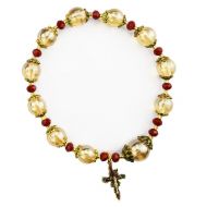 Christmas Topaz and Red Glass Bracelet