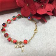 727 Murano Glass Rosary Bracelet - Red