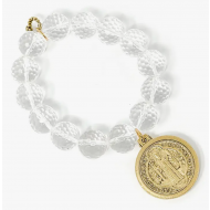 Saint Benedict Faceted Quartz Bracelet