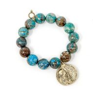 Saint Joan of Arc Aqua Mocha Jasper Bracelet