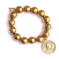 Golden Hematite Virgin Mary Bracelet