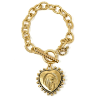 Heart Virgin Mary Chain Link Bracelet