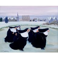 867 Nuns Ice Skating Christmas Card