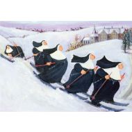 868 Nuns Skiiing Christmas Cards