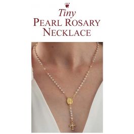 526 3mm Pearl Rosary Necklace