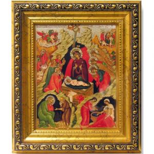 Nativity of Christ Icon With Crystals