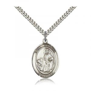 St Dymphna Sterling Medal Necklace 18''