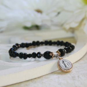 St Benedict Medal Black Jet Bracelet