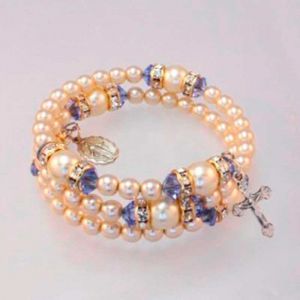 Pearl & Crystal Rosary December Bracelet