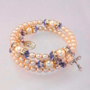 Pearl & Crystal Rosary December Bracelet