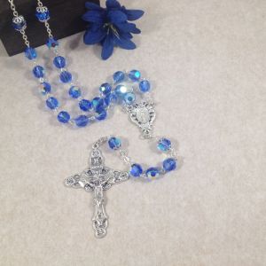 8mm Sapphire Czech Glass Rosary