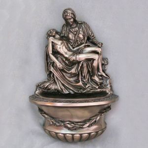 Bronze Pieta Holy Water Font 10"