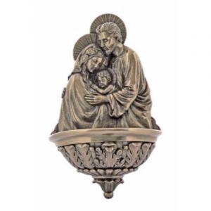Holy Family Bronzed Holy Water Font 9"