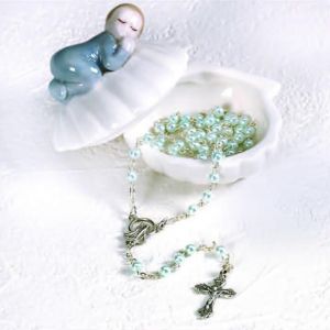 Porcelain Baby Box with Rosary (Boy)