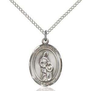 St Anne Sterling Medal Necklace 18''