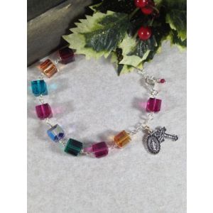 8mm Multicolored Swarovski Cube Bracelet