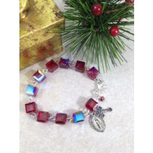 Red Crystal Cube Swarovski Bracelet