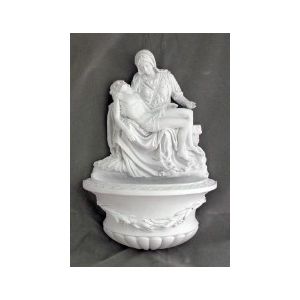 White Pieta Holy Water Font 10"