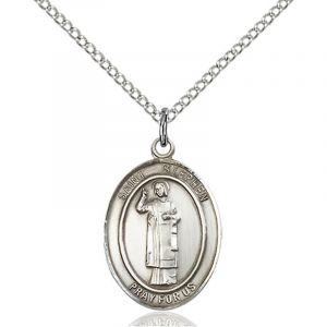 St. Stephen Sterling Medal Necklace 24''