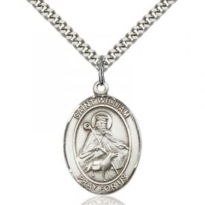 St. William Sterling Medal Necklace 24''