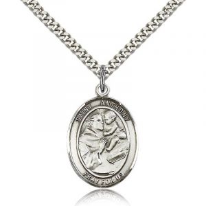 St. Anthony Sterling Medal Necklace 24''