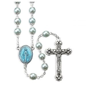 7mm Blue Pearl Capped Rosary