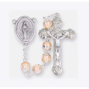 7mm Pink Pearl Capped Rosary