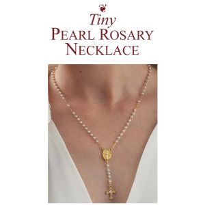 303 3mm Pearl Rosary Necklace