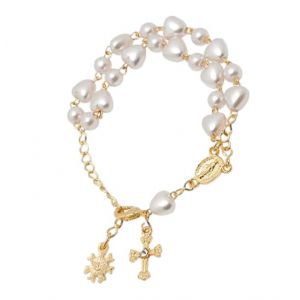 513 Double Pearl Miraculous Rosary Bracelet