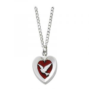 MS23 Holy Spirit Heart Necklace 18"