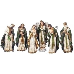 Green & Ivory Nativity Set 6pcs