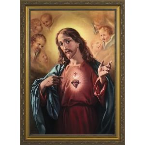 Sacred Heart with Angels 11x16