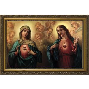 Sacred & Immaculate Hearts 10x16 Framed Art