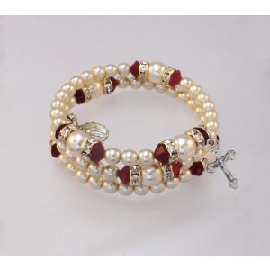 Pearl & Crystal Rosary July Bracelet